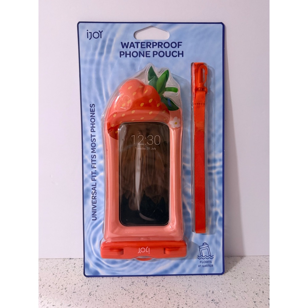 iJoy Waterproof Phone Pouch Strawberry Universal Floating Case IPX7 Pink Orange